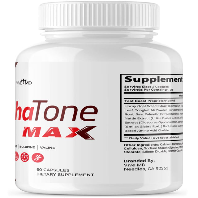 Alpha Tone Max - Energy and Vitality Booster for Men, Hormone Balance and Performance Support, Alpha Tonic Supplement, Extra Strength Formula, 60 Capsules (1-Pack)