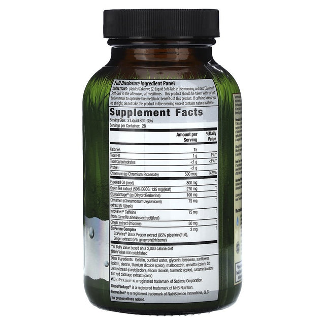 Irwin Naturals Blood Sugar Balance Berberine-Body + Fat Burner 56 Softgel