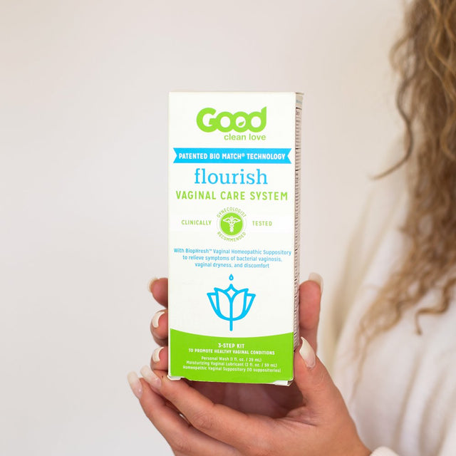 Good Clean Love: Flourish Vaginal Care System®, 30-Day Regimen, Relieves Itching & Irritation, Includes Personal Wash (1 Oz), Moisturizing Vaginal Gel (2 Oz) & Suppositories (10 Capsules)