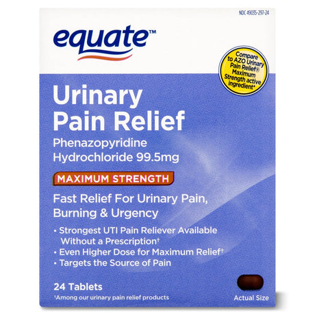 Equate Maximum Strength Urinary Pain Relief Tablets, 99.5 Mg, 24 Count