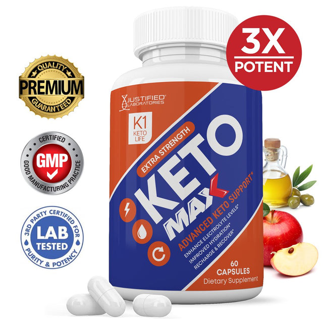 K1 Keto Life Max 1200MG Pills Includes Apple Cider Vinegar Gobhb Strong Exogenous Ketones Advanced Ketogenic Supplement Ketosis Support for Men Women 60 Capsules