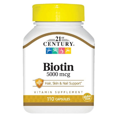 21St Century Super Potency Biotin Capsules, 5000 Mcg, 110 Count
