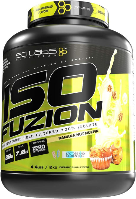 Iso Fuzion 100% Whey Isolate by Scilabs Nutrition | 28G Non Denatured Protein Powder, Banana Nut Muffin Flavor, 4.4Lb