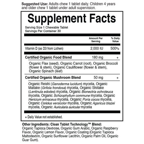 Garden of Life Mykind Organics 2000 IU Vegan D3, 30 Chewable Tablet