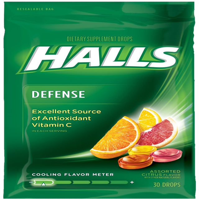 HALLS Defense Assorted Citrus Drops, 30 Drops