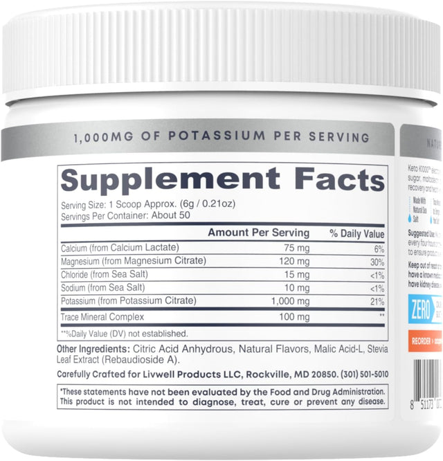 Hi-Lyte Keto K1000 Electrolyte Powder | Orange | Hydration Supplement Drink Mix | Boost Energy & Beat Leg Cramps | No Sugar, No Maltodextrin | 50 Servings