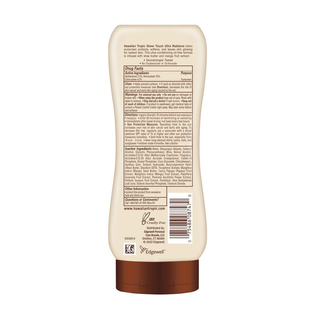 Hawaiian Tropic Sheer Touch Ultra Radiance Lotion Sunscreen SPF 30, 8Oz