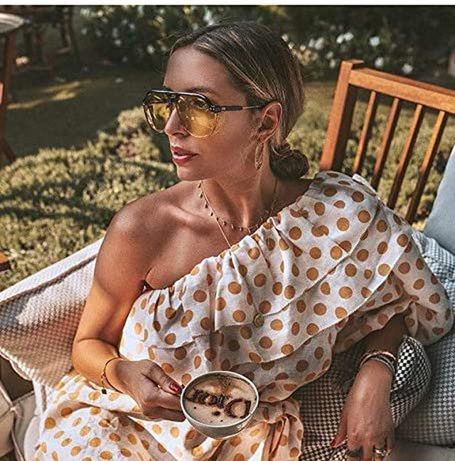 FEISEDY Women Men Vintage Aviator Sunglasses Side Shield Large Sqaure Frame Punk Style UV400 Protection B2237