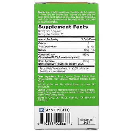 Catalo Naturals Defense Lung Formula with Quercetin & Green Tea Extract, 60 Vegetarian Capsules