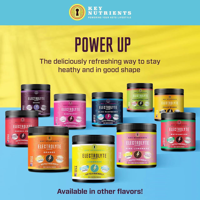 KEY NUTRIENTS Electrolytes Powder No Sugar - Refreshing Lemonade Electrolyte Powder - Hydration Powder - No Calories, Gluten Free Keto Electrolytes Powder - 90 Servings - Made in USA