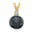 14K 7Mm Black FW Cultured Pearl AAA Diamond Pendant