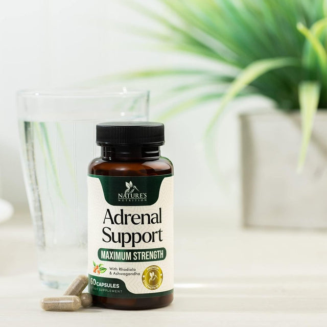 Adrenal Support Supplements & Cortisol Manager with Ashwagandha and 10 Herbs & Nutrients to Support Adrenal Function, Cortisol Health, Energy Levels, Stress & Relaxation Support & Sleep - 60 Capsules
