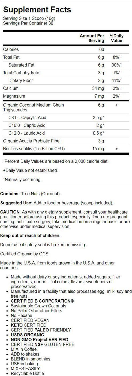 Garden of Life Dr. Formulated Keto Organic MCT Powder 30Ct Jar