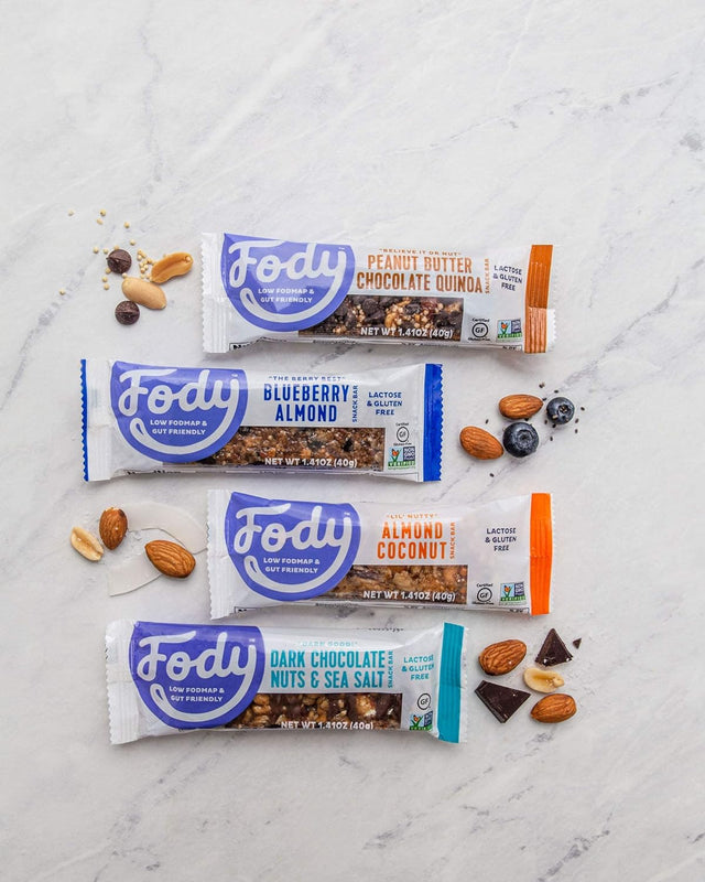 Fody Foods Vegan Protein Variety Nut Bars, All Flavors, 6G Protein per Bar, Low Fodmap Certified, Sensitive Recipe, Gut & IBS Friendly, 12 Count