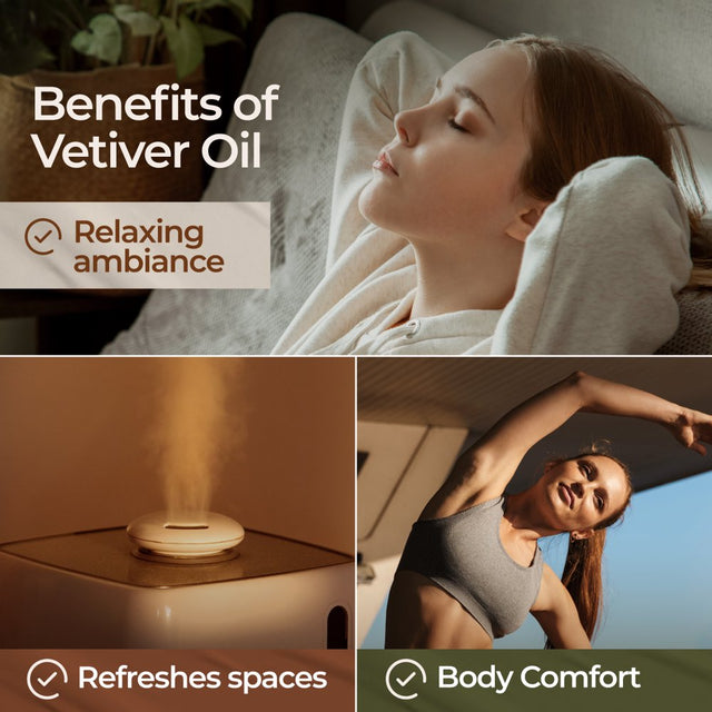 Gya Labs Calming Vetiver Essential Oil for Diffuser & Aromatherapy - Premium Vetiver Oil for Body Comfort - Vetiver Essential Oil Organic for Soaps & Candles (0.34 Fl Oz)