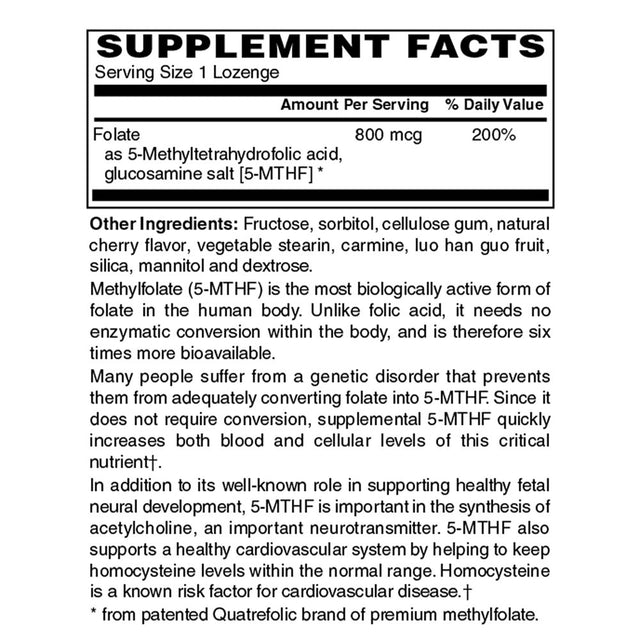 Holly Hill Health Foods, Methylfolate, Cherry Flavor, 60 Lozenges