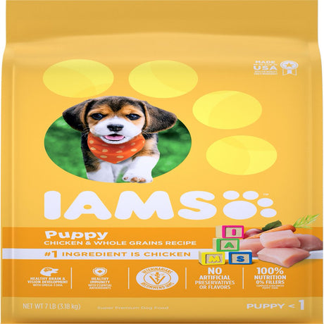 IAMS Chicken and Whole Grain Recipe Dry Dog Food for Puppies, 7 Lb Bag