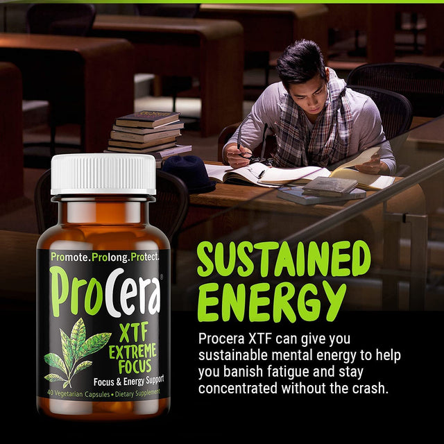 XTF Focus & Energy Pills W/ Huperzine, Acetyl-L-Carnitine, Rhodiola Rosea, Guarana and Natural Caffeine | Nootropic Brain Booster | Nootropic Energy & Focus Supplement