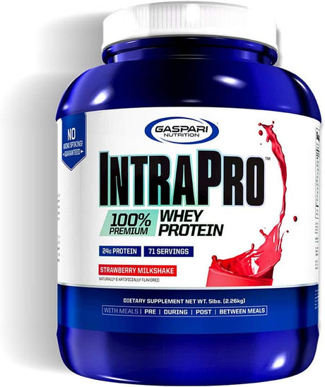 Gaspari Nutrition Intrapro Premium, Whey Protein Shake, No Sugar Added and Aspartame Free (Strawberry Milkshake)