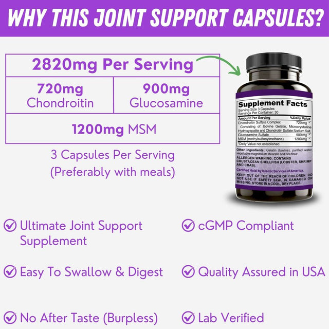 Halal Joint Support with Glucosamine Chondroitin MSM by SHIFAA NUTRITION