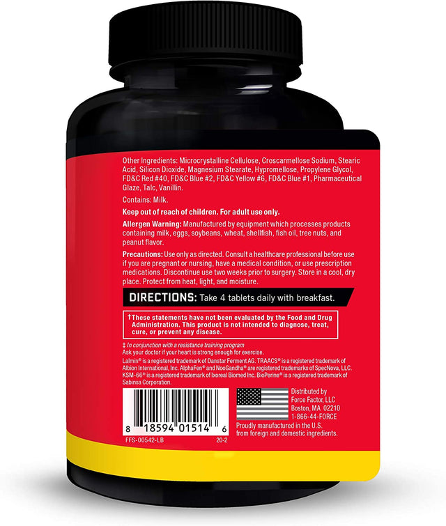 FORCE FACTOR Alpha King Supreme, 2-Pack, Testosterone Booster for Men with Fenugreek Seed & Ashwagandha to Increase Drive & Vitality, Boost Performance, Build Muscle & Strength, 120 Tablets