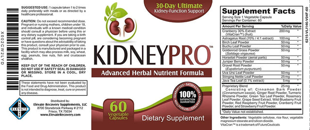 Kidney-Pro (All-In-1) with 21 Kidney Health Supplements in 1 Formula Including Cranberry Extract - Total Kidney Support Supplement - Kidney Cleanse Detox - Easy to Swallow - 60 Veggie Capsules