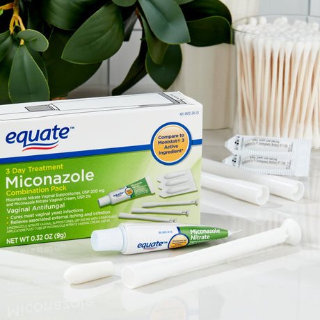 Equate Miconazole 3-Day Vaginal Cream Treatment Combination Pack for Yeast Infection, 0.32 Oz