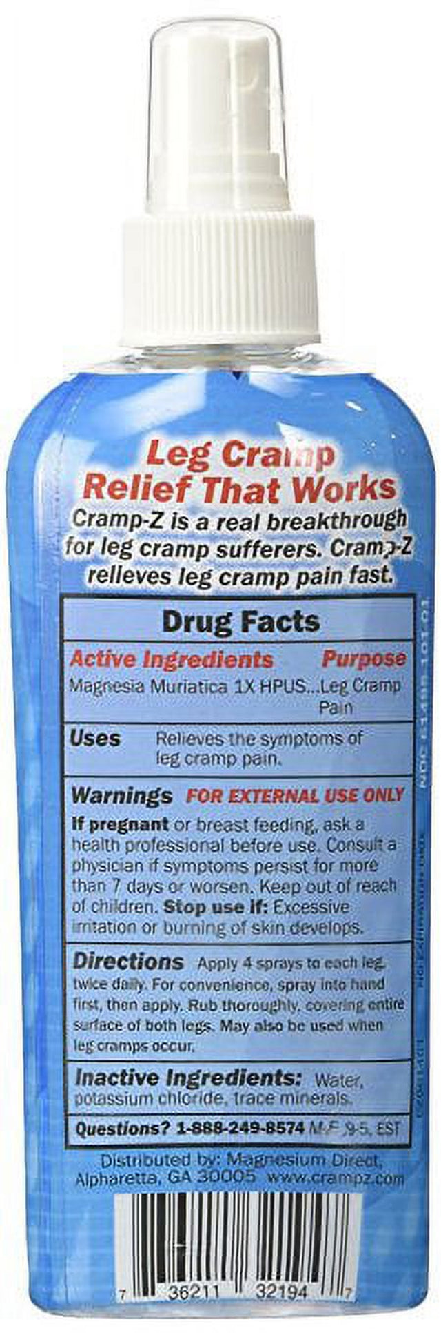 Magnesium Direct, Cramp-Z Odorless Spray-On Legs/Feet, 4 Oz