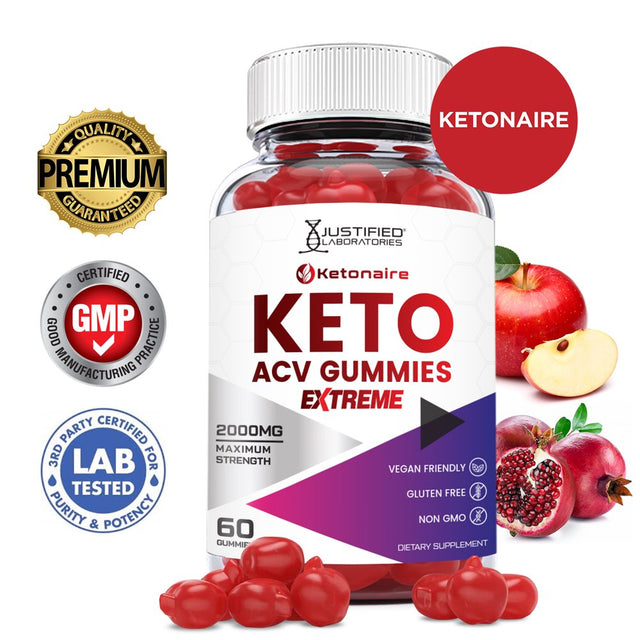 Ketonaire Keto Extreme ACV Gummies 2000Mg Dietary Supplement 60 Gummys