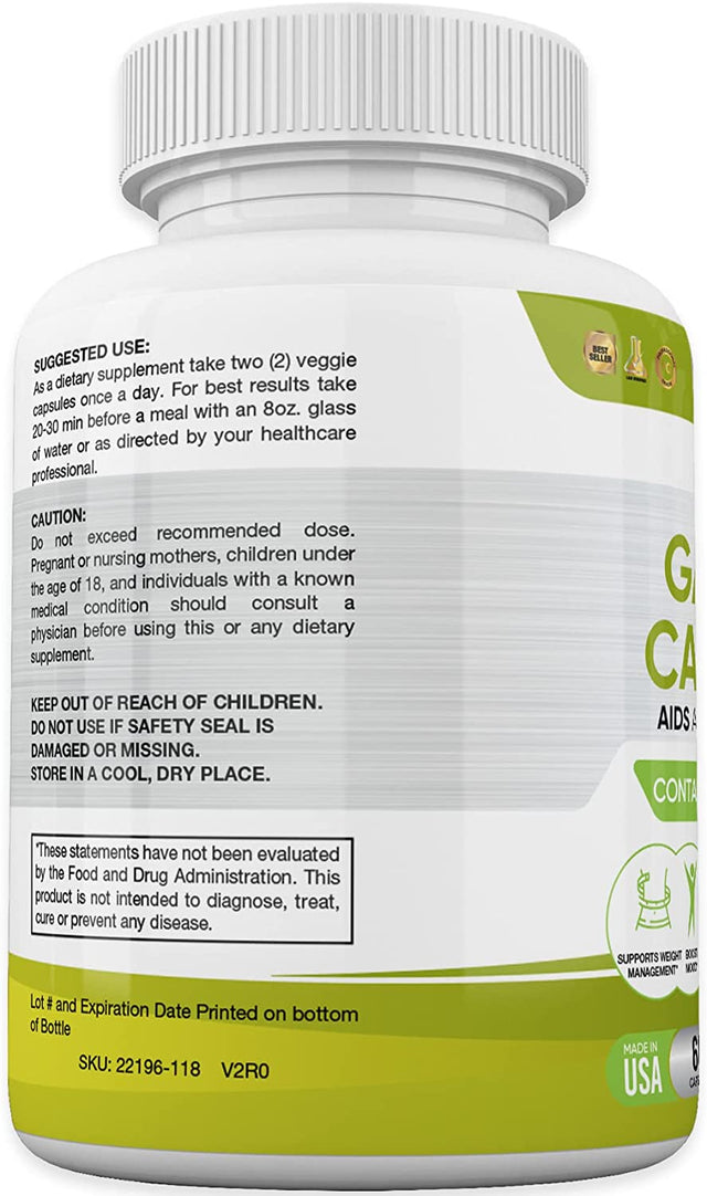 100% Pure Garcinia Cambogia Extract with 95% HCA - Manage Food Cravings - Best Carb Blocker for Women & Men - Max Strength Garcinia Cambogia Raw Diet Pills Made in USA - 60 Veggie Capsules