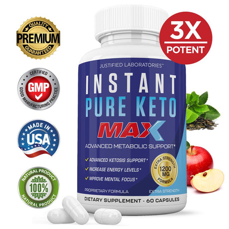 Instant Pure Keto Boost Max 1200MG Advanced BHB 60 Capsules