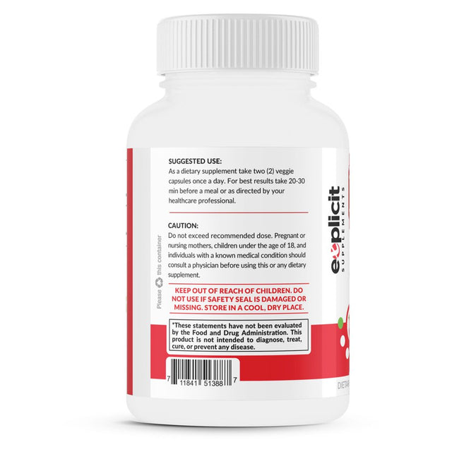 Explicit Supplements, Apple Cider Vinegar Pills, All Natural Powerful Weight Loss Aide, 1300Mg Dose - 60 Capsules - 1 Month