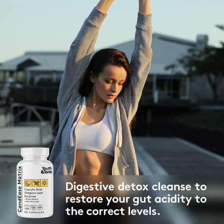 Candease & Complete Detox Pills | Body Alkalise Restoring Normal Acidity Level | Digestive Balance & Gut Health Support | Cleanse Complex Wiith More Probiotics Caprylic Acid Oregano Enzymes ACV