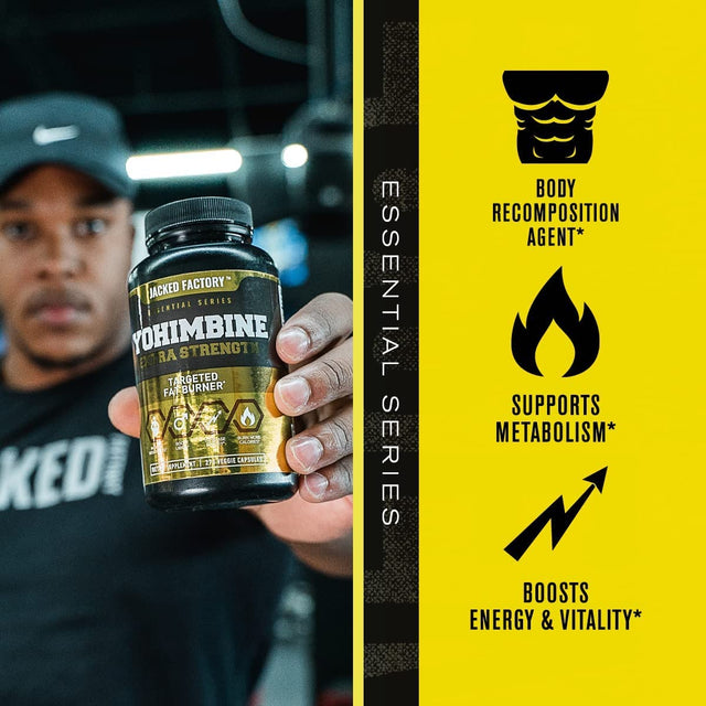 Jacked Factory Fat Burner with Yohimbine - Thermogenic Supplements for Men & Women - Burn-Xt Thermogenic Fat Burner & Yohimbine Extra Strength Supplement 2.5Mg, 270 Capsules