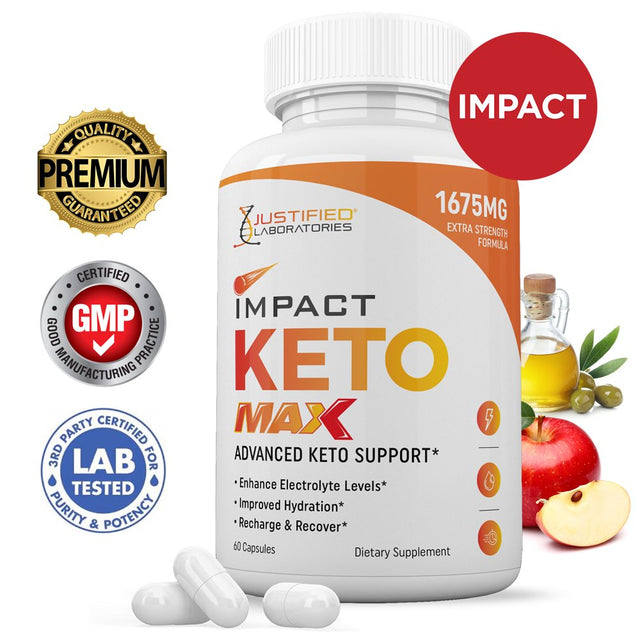 Impact ACV MAX Pills 1675 MG Stronger than Gummies Advanced Keto Support 60 Capsules