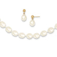 14K 7-8Mm Semi-Round FW Cultured Pearl 18 In. Necklace & Post Earring Set XF394SET