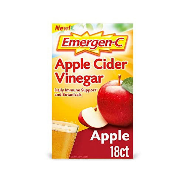 Emergen-C Apple Cider Vinegar Vitamin C Fizzy Drink Mix, Dietary Supplement for Immune Support, Apple - 18 Count