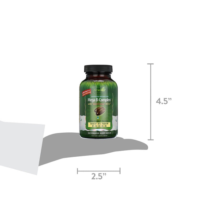 Irwin Naturals Mega B Complex with Quick Energy Mct'S 60 Liquid Softgels with Pill Case