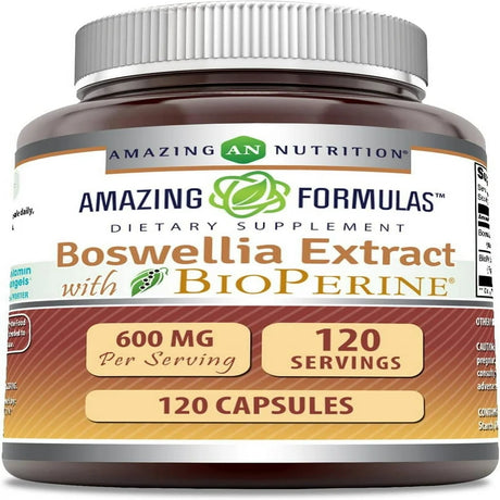 Amazing Formulas Boswellia Extract with Bioperine 600Mg 120 Capsules Supplement