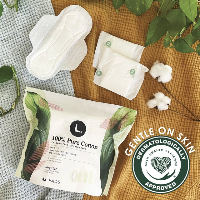 L. Ultra Thin Pads, Super Absorbency, 42 Ct, 100% Pure Cotton Top Layer