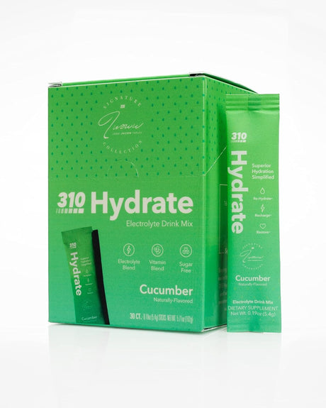 310 Nutrition Hydration Electrolyte - Hydration Minerals and Electrolytes Powder Packets | Electrolyte Drink Mix | Sugar Free | Includes 30 Individual Servings (Cucumber)