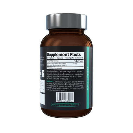 Akarali Pure Tongkat Ali Longjack 200:1 Highly Concentrated 1.5% Eurycomanone US Patented Physta® Freeze-Dried Extraction Technology Supports Testosterone, Performance & Energy (60 Capsules)