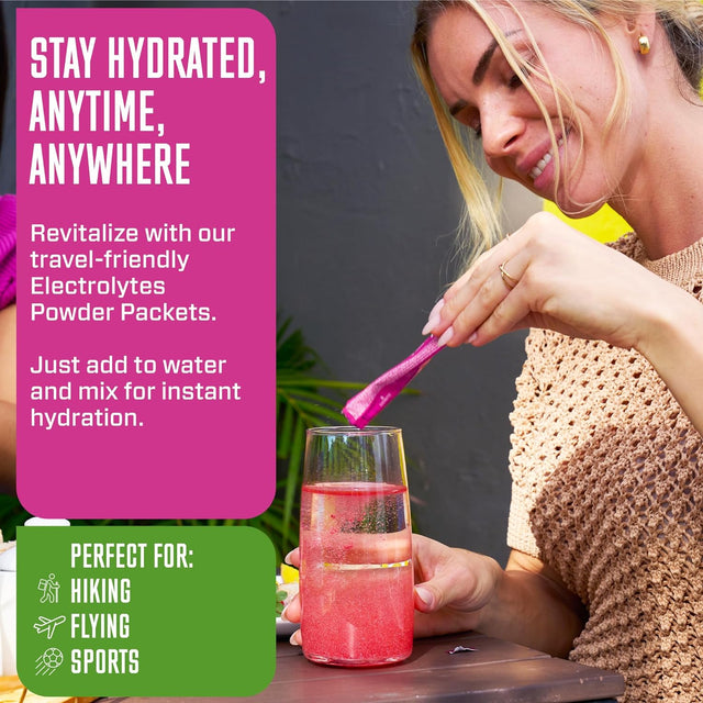 KEY NUTRIENTS Electrolytes Powder Packets - Juicy Raspberry 40 Pack Hydration Packets - Travel Hydration Powder - No Sugar, No Calories, Gluten Free - Made in USA