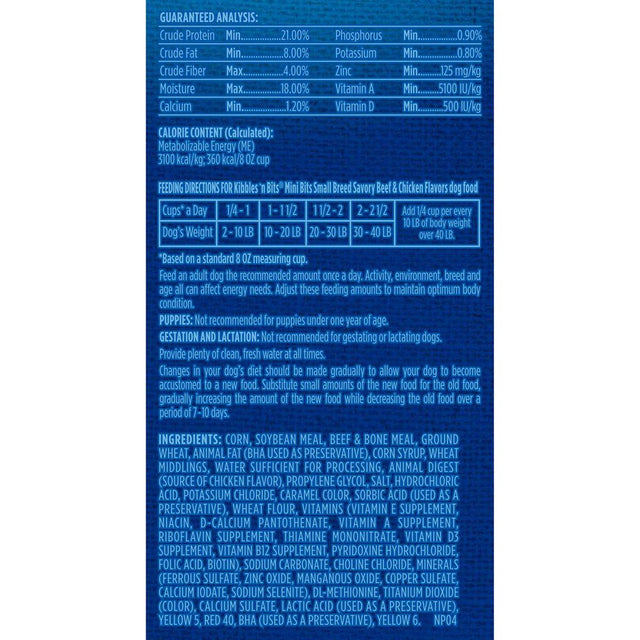 Kibbles 'N Bits Kibbles 'N Bits Mini Bites Small Breed Savory Beef and Chicken Flavors Dog Food, 16 Lb.