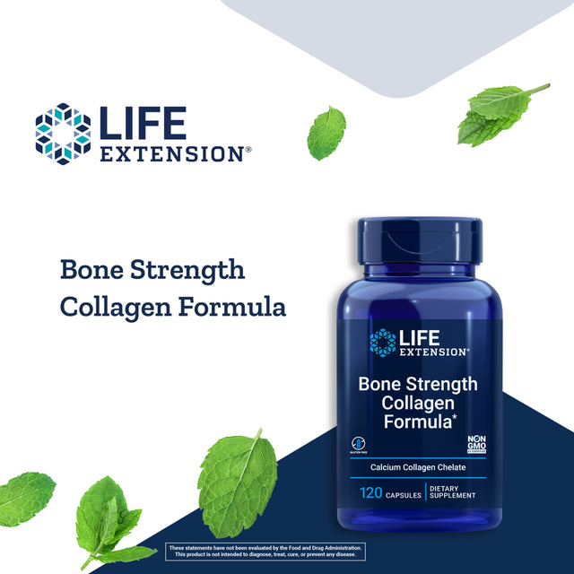 Life Extension Bone Strength Collagen Formula - Optimize Bone Strength & Flexibility - Gluten-Free, Non-Gmo – 120 Capsules