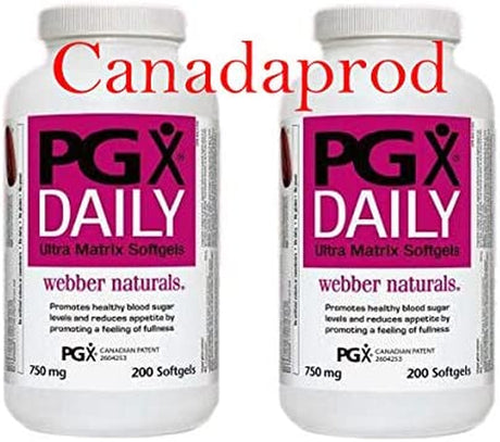2 Bottles X Webber Naturals PGX Daily 750Mg 200Softgels (Packaging Look May Vary)