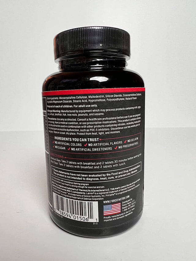 Force Factor Test X180 Alpha V2 Testosterone Booster for Men, Supplement with Testofen and Nitrates to Build Muscle and Strength, Boost Nitric Oxide, and Enhance Performance, 120 Tablets