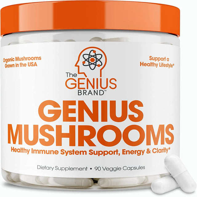 Mushroom Brain Supplement Nootropic with Lions Mane, Reishi, Codyceps for Energy & Focus, Genius Mushrooms by the Genius Brand