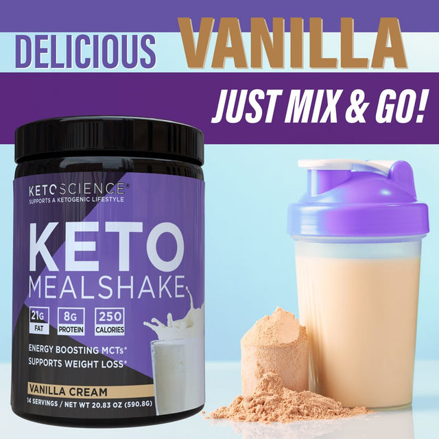 Keto Science Ketogenic Meal Shake Vanilla Dietary Supplement, Meal Replacement, Weight Loss, 20.7 Oz, 14 Servings
