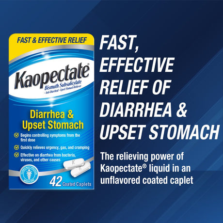 Kaopectate Multi-Symptom Anti-Diarrheal & Upset Stomach Relief Caplets, 42 Ct